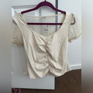Free People intimately NWT Top Cream Tan ruched detail Lace delicate size XL